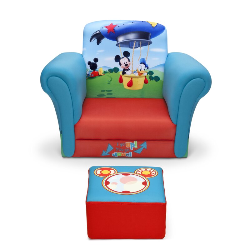 Delta Children Mickey Mouse Upholstered Kids Club Chair and Ottoman